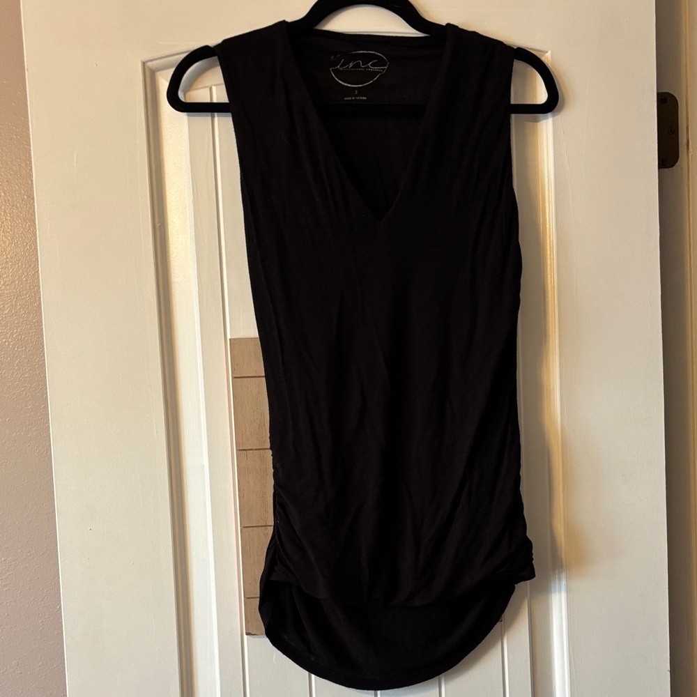 INC International Concepts V-Neck Black Tank Top